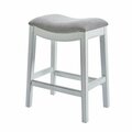 Gfancy Fixtures Counter Height Saddle Style Counter Stool, Grey Fabric & Nail Head Trim White, 25.7 x 14.2 x 19.7 in. GF3090652